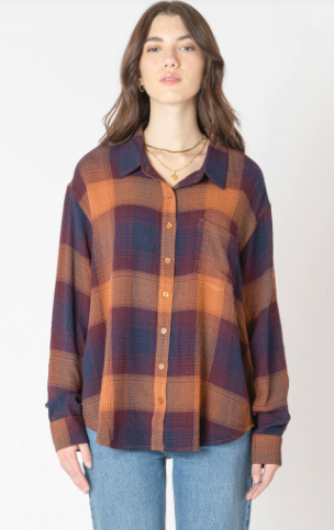 Kimberly Plaid Textured Shirt (Plum Plaid)