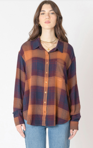 Kimberly Plaid Textured Shirt (Plum Plaid)