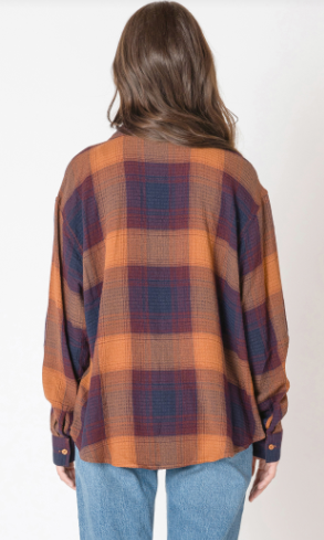 Kimberly Plaid Textured Shirt (Plum Plaid)