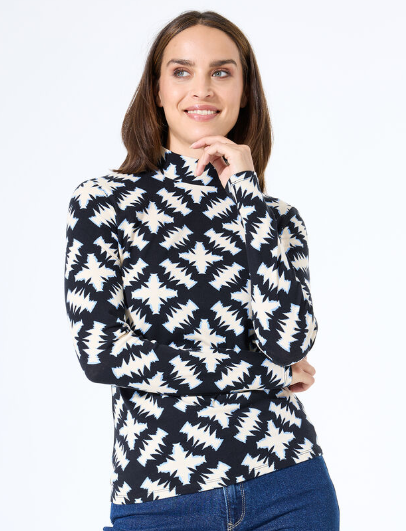 Lisa Printed Mock Neck Top