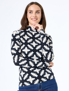 Lisa Printed Mock Neck Top