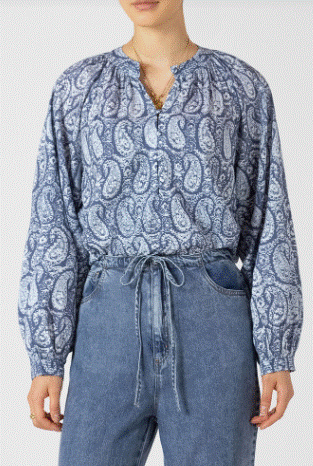 Tiana Paisley Blouse (Blue White)