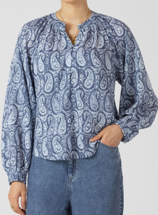 Tiana Paisley Blouse (Blue White)