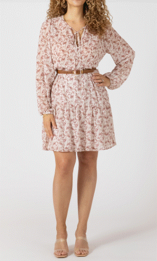 PLUS Cara Tiered Floral Dress with Belt