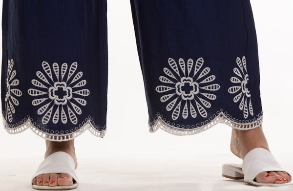 Rena Embriodered Pant (Navy)