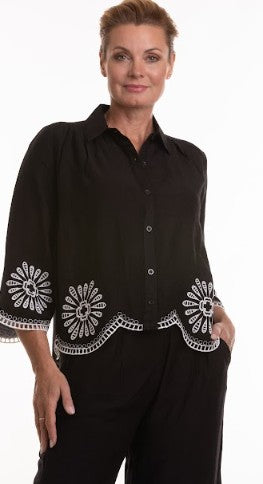 Rena Embriodered Blouse (Black)
