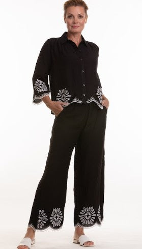Rena Embriodered Pant (Black)