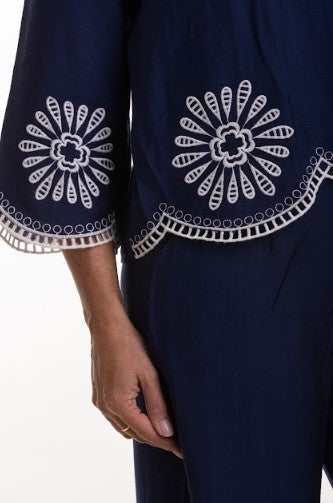Rena Embriodered Blouse (Navy)