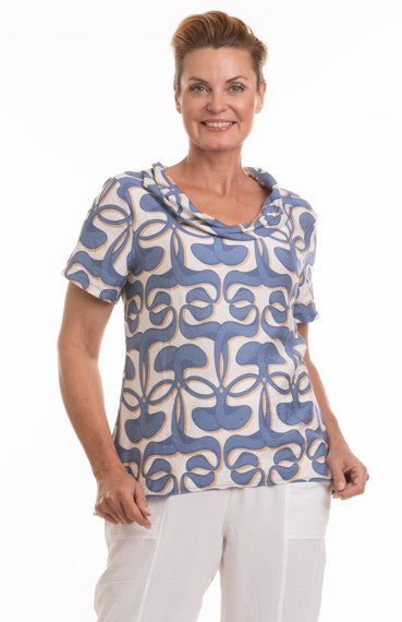 Connie Printed Top (Blue)