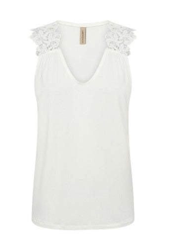 Marica Lace Shoulder Tank (Off White)