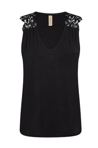 Marica Lace Shoulder Tank (Black)