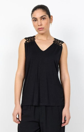 Marica Lace Shoulder Tank (Black)