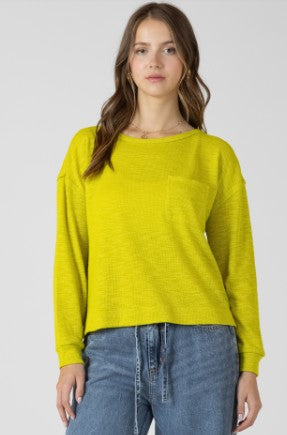 Maia Slub Long Sleeve Top (Lime Glow)