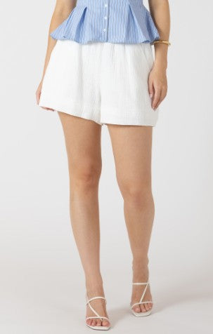 Rumi Smocked Waist Gauze Short (White)