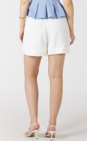Rumi Smocked Waist Gauze Short (White)