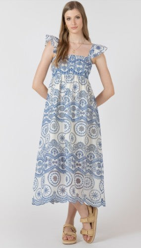 Harper Eyelet Dress (Blue)