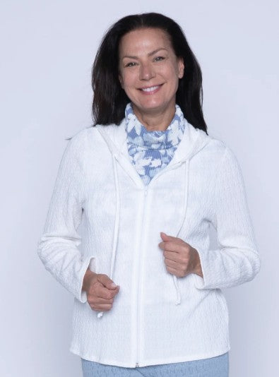 Tara Textured Hoodie (White)
