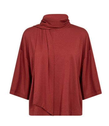 Marica Drape Top with Scarf (Madder Brown)