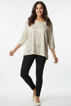 Kathie Velvet Print Top (Off White)