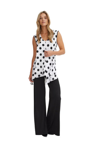 Lucy Asymmetrical Tunic Tank (White Polka Dot) - 25% OFF AT CHECKOUT - FINAL SALE