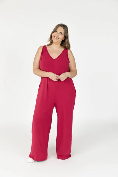 Smash + Tess Tuesday Wide Leg Romper (Raspberry)