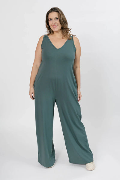 Smash + Tess Tuesday Wide Leg Romper (Smoky Green)
