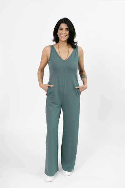 Smash + Tess Tuesday Wide Leg Romper (Smoky Green)