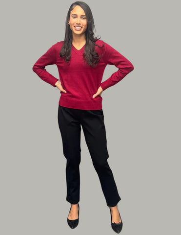 Loni V Neck Sweater (Burgundy)