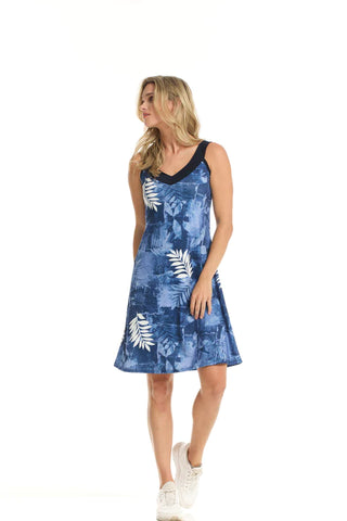 Laurie Sleeveless Dress (Denim Blue Floral)