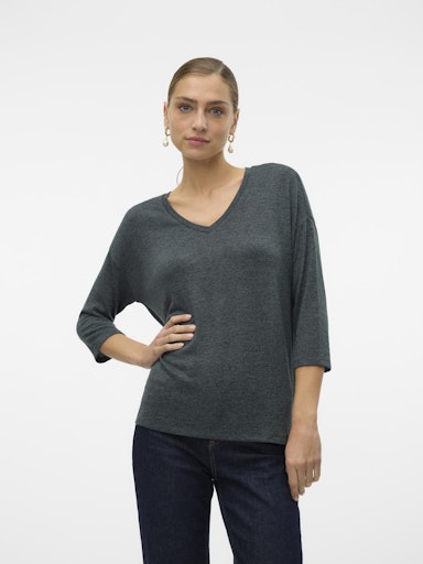 Brianna Melange 3/4 Sleeve Top (Balsam Green)