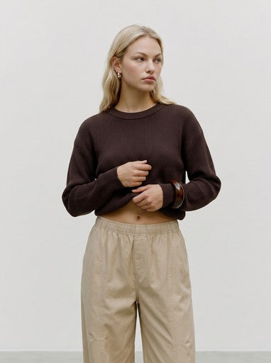 Goldie Ribbed Sweater (Chocolate Torte)
