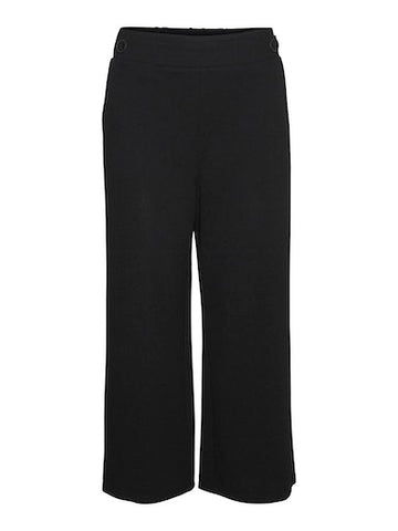 Liva High Waisted Wide Culotte Pant (Black)