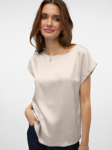 Merle Satin Mix Top (Natural) - 25% OFF AT CHECKOUT - FINAL SALE