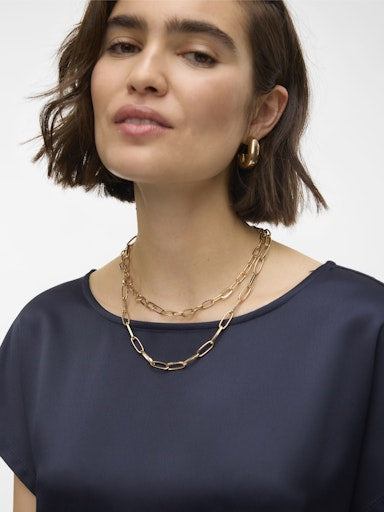 Merle Satin Mix Top (Navy) - 25% OFF AT CHECKOUT - FINAL SALE