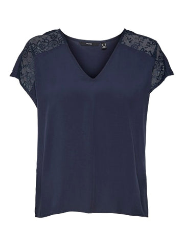 Ruska Lace Detail Top (Navy)