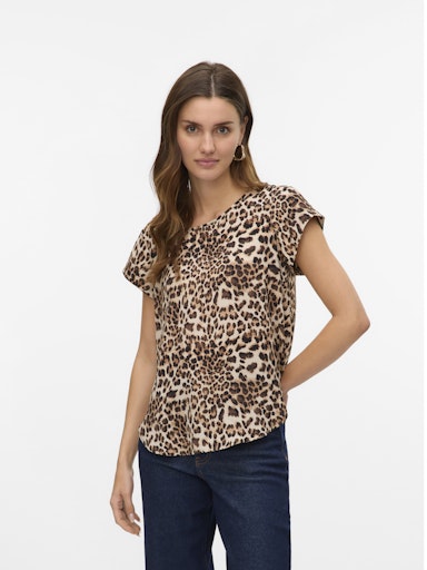 Sallie Printed Scoop Top (Animal Print)