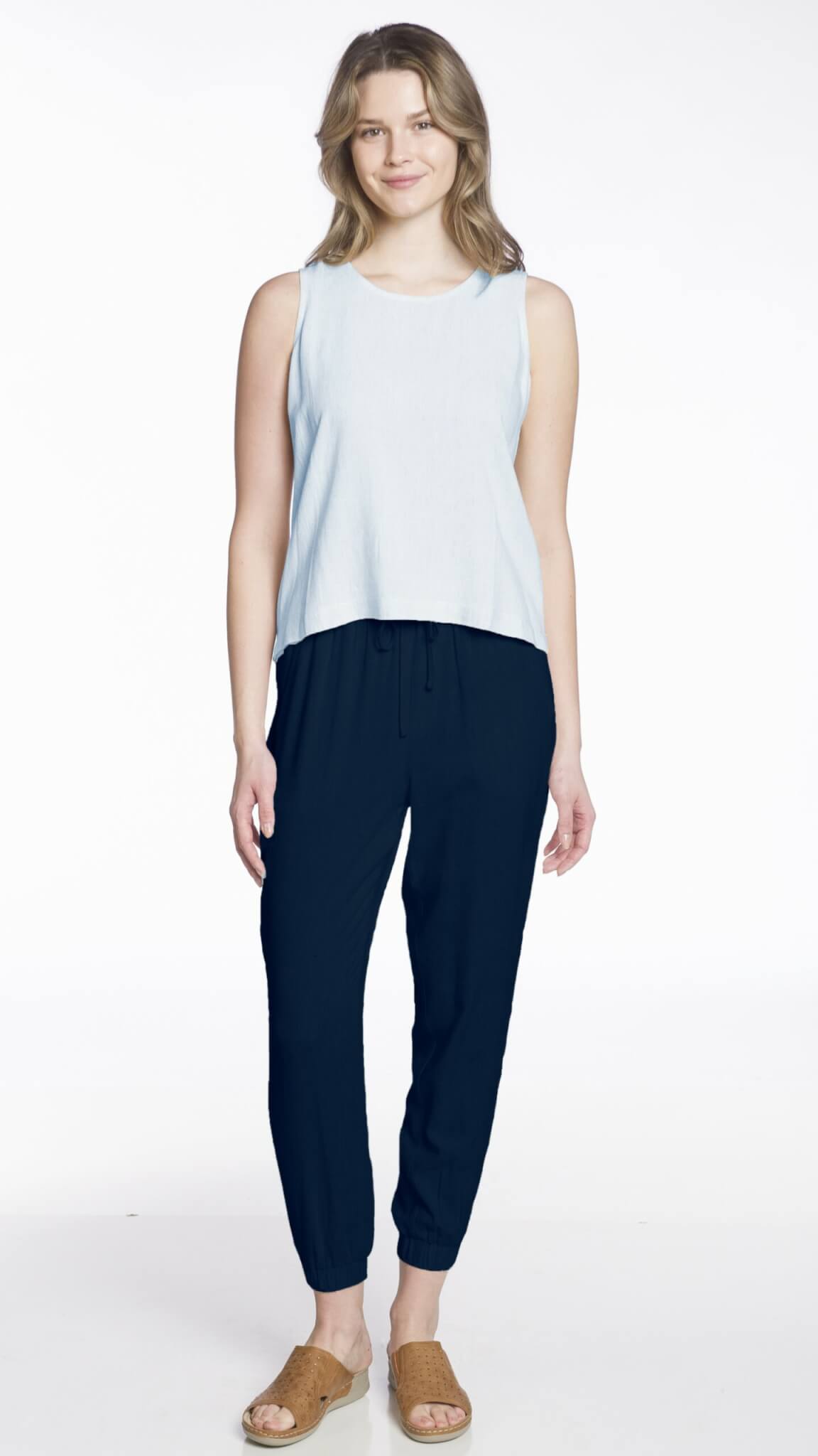 Valerie Linen/Cotton Blend Jogger (Navy)