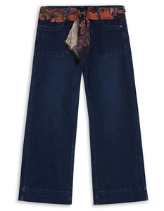 Robie Wide Leg Ankle Jean with Scarf Tie