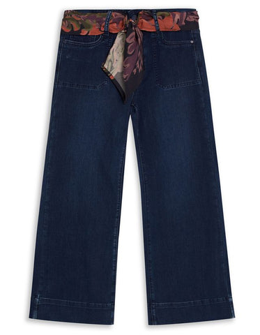 Robie Wide Leg Ankle Jean with Scarf Tie