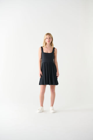 Elodie Square Neck Mini Dress (Black)