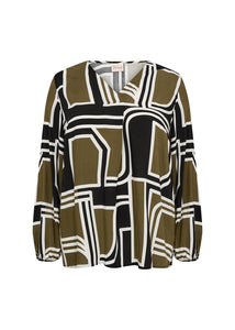 PLUS Natalie Blouse (Dark Olive Combi)