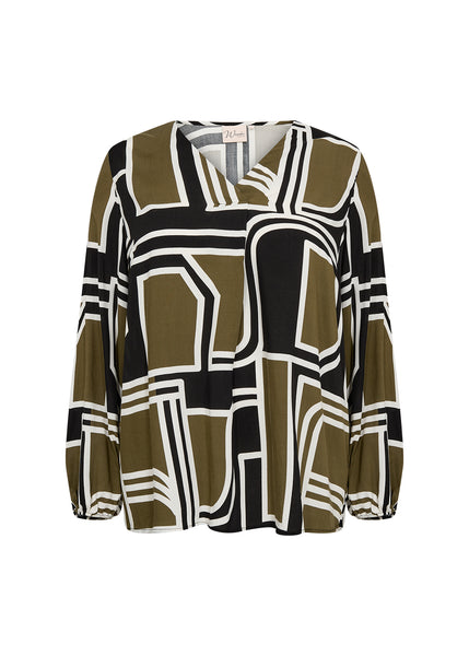 PLUS Natalie Blouse (Dark Olive Combi)
