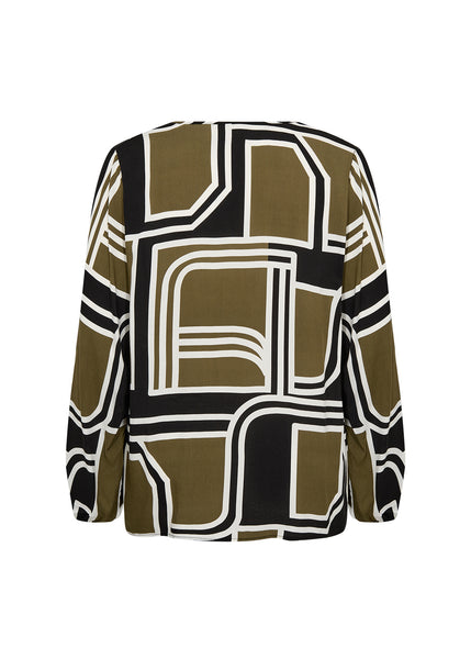PLUS Natalie Blouse (Dark Olive Combi)