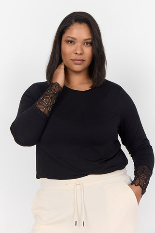 PLUS Stella Long Sleeve Lace Accent Top (Top)