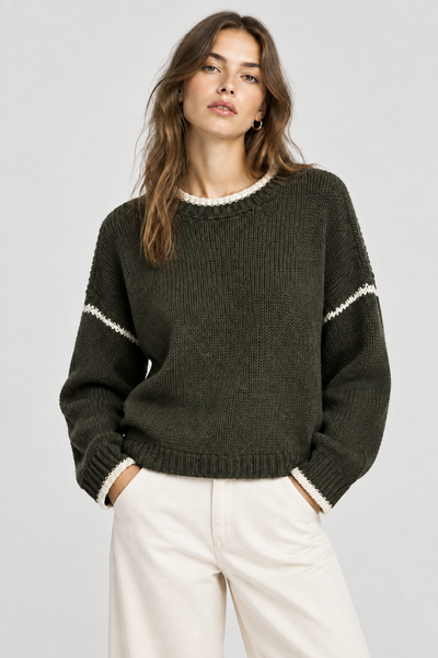 Margot Cotton Blend Sweater (Forest Night)