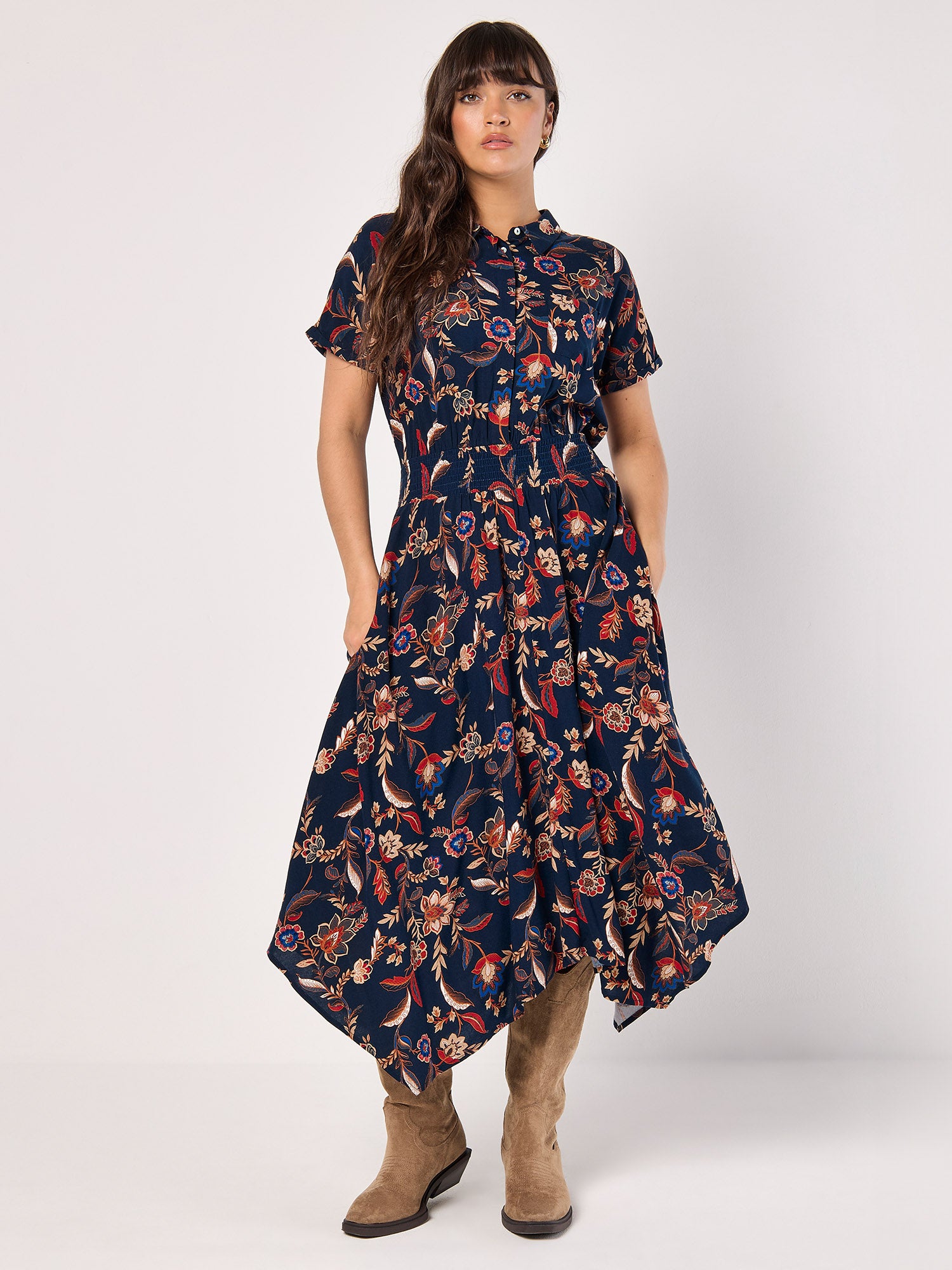 Lindsay Floral Dress (Navy)