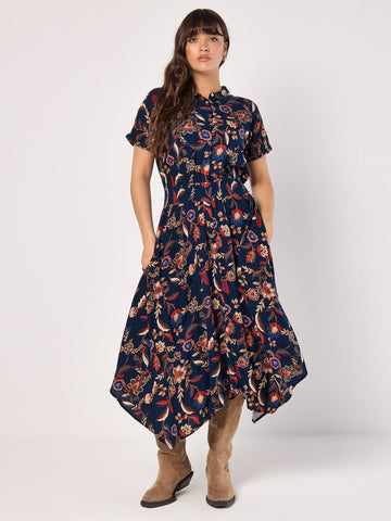 Lindsay Floral Dress (Navy)