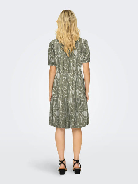 Thea Patterned Dress (Taupe)