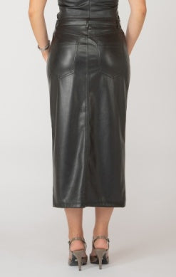 Moira Faux Leather Long Skirt (Black)