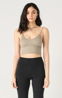 Nora Ribbed Seamless Bralette (Taupe)